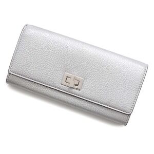 Fendi Peekaboo Turnlock Calfskin Leather Long Wallet